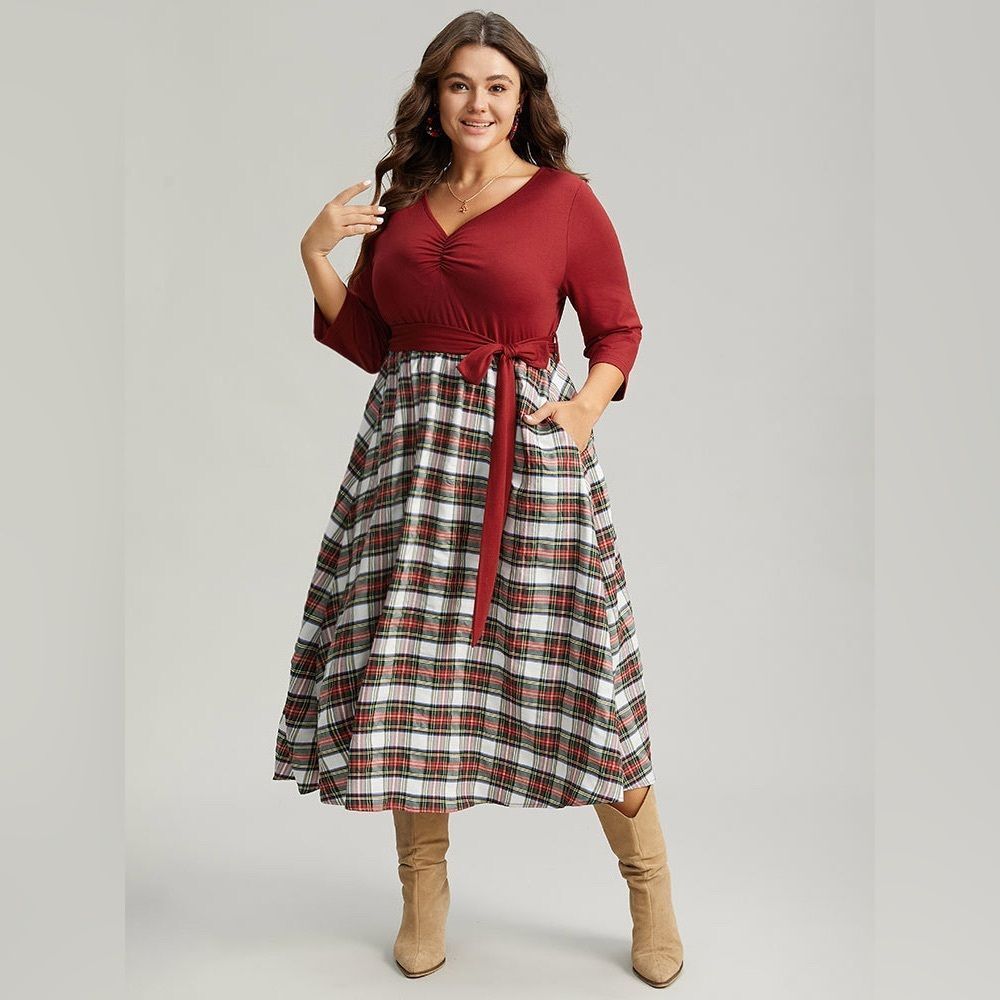Bloomchic Plaid Midi Dress